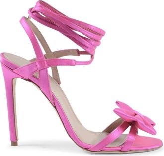 Dee Ocleppo Fuchsia Satin High-Heeled Ankle Tie Sandal