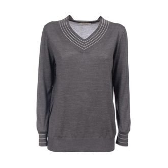 Gran Sasso V-hals Truien - Dames - V-hals truien - Grijs - XL - Wol - Truien & Vesten