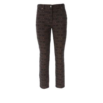 Moschino Cropped Trousers, female, Brown, Size: M Logo Pants