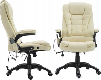OEM Silla De Oficina, De Piel Ecol&oacute;gica, Con Funci&oacute;n De Masaje, Blanca