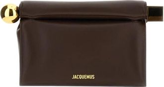 Jacquemus La Pochette Rond Carr&eacute; - Dames - Clutches - Bruin - ONE Size - Katoen - Tassen