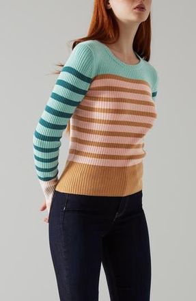 L.k. Bennett Love Stripe Rib Knit Sweater in Coral Multi at Nordstrom Rack, Size X-Large