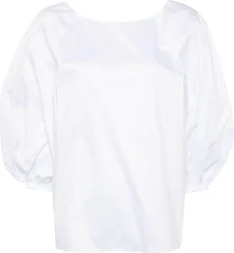 Carolina Herrera boat-neck blouse - women - Cotton/Elastane - 0 - White