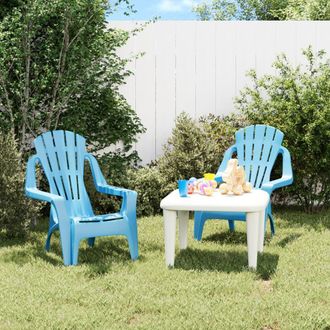 vidaXL Vidaxl - Sillas De Jard&iacute;n Ni&ntilde;os 2 Uds Aspecto Madera Pp Azul 37x34x44 Cm