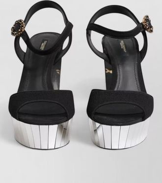 Dolce & Gabbana wool crystal-embellished ankle-strap platform sandals