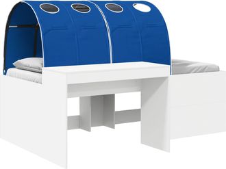 vidaXL Cama Con T&uacute;nel 3 Uds. Blanco Y Azul 118,6 X 193,2 X 75,1 Cm Vidaxl