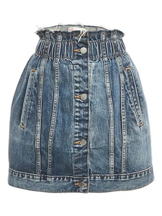 Valentino frayed denim mini skirt - Blue