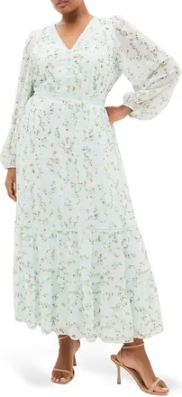 City Chic Kiki Ditsy Floral Print Maxi Dress in Sweet Ditsy at Nordstrom, Size 10W