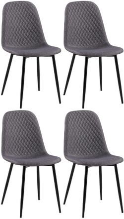 Clp Clp - Set De 4 Sillas De Comedor Giverny En Tela O Terciopelo Gris Oscuro Tela