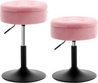 Woltu 2x Taburetes De Bar Con Altura Regulable Y Almacenamiento, Rosa - Woltu