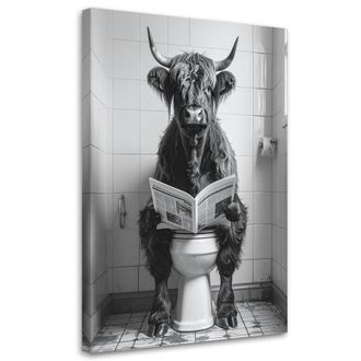 Feeby Cuadro En Lienzo, Vaca En El Ba&ntilde;o, 80x120