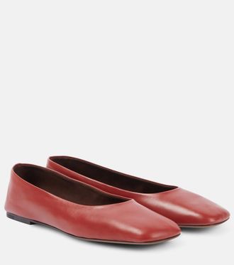 The Row Square leather ballet flats