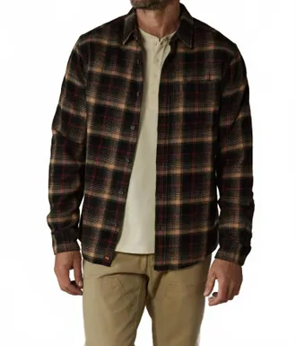 The Normal Brand Louis Heavyweight Flannel Shirt In Black Plaid