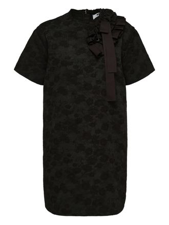 Msgm floral-print ruffled mini dress - women - Fabric - 40 - Black