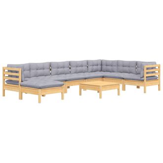 vidaXL Juego De Muebles De Jard&iacute;n 9 Pzas Y Cojines Madera Maciza Pino Vidaxl