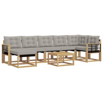 vidaXL Conjunto De Sof&aacute;s De Exterior 8 Pcs Blanco Y Gris Claro Vidaxl