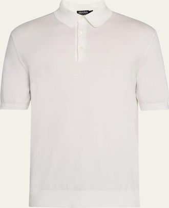 Ermenegildo Zegna Mens Premium Cotton Short-Sleeve Polo Sweater