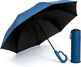 Generic Compact Inverted Umbrella with Never Forget Carabiner Handle - Travel Umbrella Windproof Strong, Automatic Umbrellas for wind rain, Auto Open Close, 1