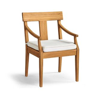 Frontgate Kingston Dining Chair Replacement Cushions - Dining Arm Chair, Solid, Rumor Vanilla - Frontgate