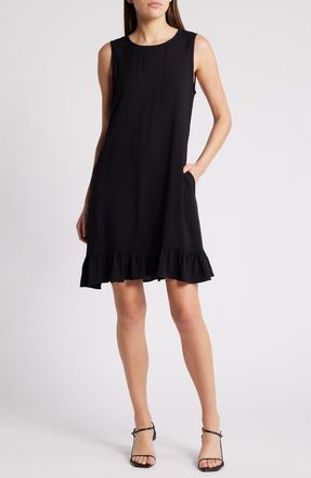 Halogen Sleeveless Shift Dress in Rich Black at Nordstrom Rack, Size X-Small