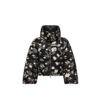 Moncler Moncler Perroquet Floral Sequin Short Down Jacket, Women, Black, Size: 0