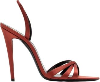 Saint Laurent Schoenen, Dames, Rood, 37 1/2 EU, Leer, Kate Sandalen