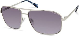 Kenneth Cole 62mm Navigator Sunglasses in Shiny Light Nickeltin /Smoke at Nordstrom Rack