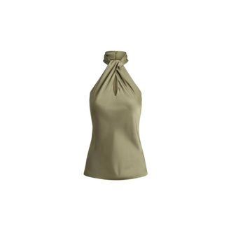 Ralph Lauren Tops, Dames, Groen, S, Polyester, Twist-front Charmeuse Halter Blouse