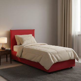 Dmora Dmora - Cama Individual Dbach, Cama Contenedor Con Revestimiento De Tela, 100% Made In Italy, Apertura Frontal, Con Colch&oacute;n Cm 80x200 Incluido, Rojo