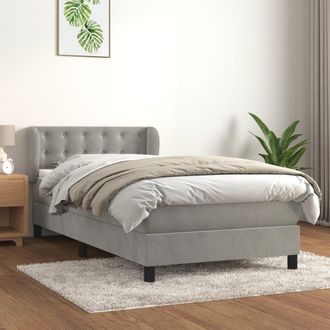 vidaXL Vidaxl - Cama Box Spring Con Colch&oacute;n Terciopelo Gris Claro 90x190 Cm