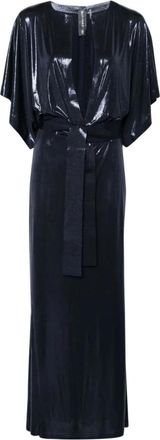 Norma Kamali Jurk met split in de hals - Dames - Avondkleed - Blauw - XS - Polyester - Kleedjes