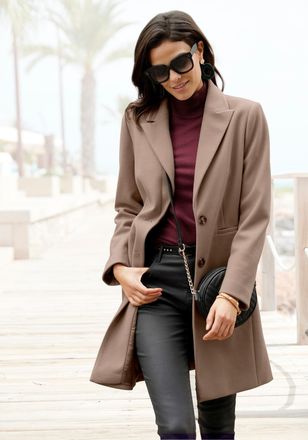 Lascana Kurzmantel LASCANA, Damen, Gr. 34, braun (camelfarben), Web, Obermaterial: 100% Polyester. Futter: 100% Polyester, unifarben, figurumspielend kniefrei