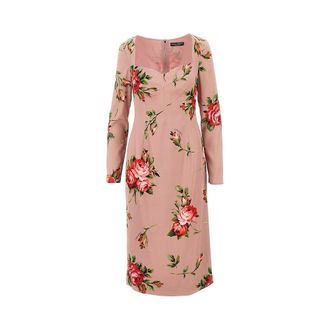 Dolce & Gabbana Roses bouquet print silk dress Woman 42