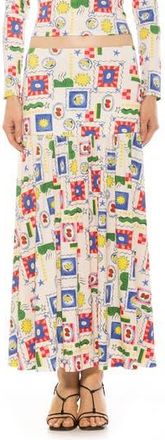 Alexia Admor Lia Low Rise Maxi Skirt in Ivory Stamps at Nordstrom Rack, Size X-Small