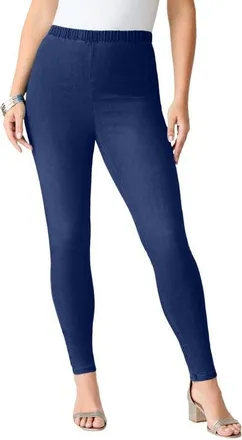 Roaman's Plus Size Comfort Stretch Slim Leg Jean in Dark Wash Sanded at Nordstrom, Size 14