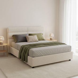 Dmora Cama De Plaza Y Media Briona, Desenfundable, Con Almacenaje, Hecha En Italia, Tama&ntilde;o Del Colch&oacute;n 120x200 Cm, Beige
