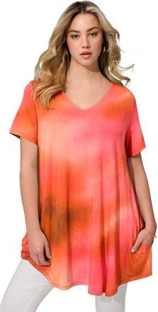 Roaman's Ultra Drape V Neck Short Sleeve Swing Tunic in Copper Soft Mist at Nordstrom, Size 12
