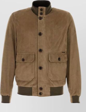 Moorer carlos suede bomber jacket high collar
