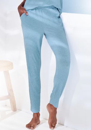 s.Oliver Pyjamahose S.OLIVER, Damen, Gr. 32/34, N-Gr, blau (hellblau, meliert), Rippware, Obermaterial: 92% Modal (TENCEL), 8% Elasthan, meliert, slim fit lang