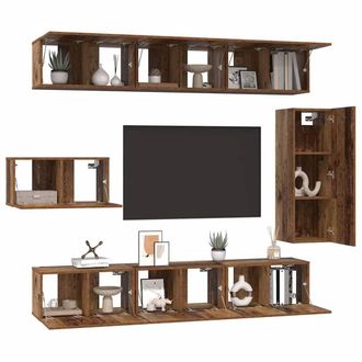 Berkfield Home TV Cabinet Set 8 pcs Old wood 30.5 x 30 x 90 cm Engineered wood in Brown