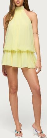 Edikted Kortney Chiffon Minidress in Yellow at Nordstrom, Size X-Small