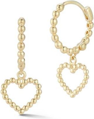 Ember Fine Jewelry 14K Heart Drop Huggie Hoop Earrings in Gold at Nordstrom Rack