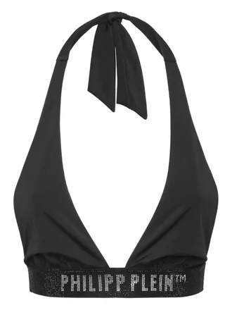 Philipp Plein logo-band bikini top - women - Fabric - L - Black