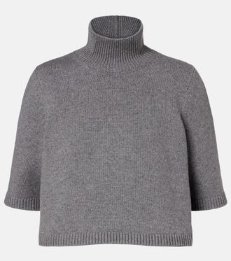 Alaia Alaïa Cropped cashmere-blend turtleneck top