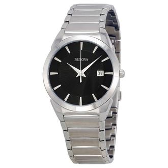Bulova Classic Black Dial Stainless Steel Mens Watch 96B149