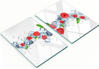OEM Bandejas De Cristal Para Servir Aperitivos Con Dise&ntilde;o De Frutos Del Bosque Y Helado, 2x40x52 Cm