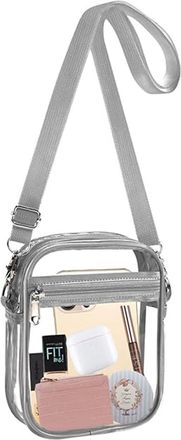 Generic Clear Crystal Crossbody Bag for Women, Transparent Stadium Approved Bag Purse Wallet with Front Pockets for Sports Concerts Festival (S Gray)