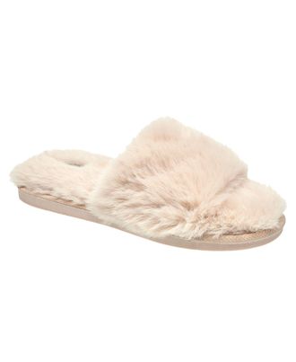 Nine West Womens Faux Fur Slippers - Cream - XLarge