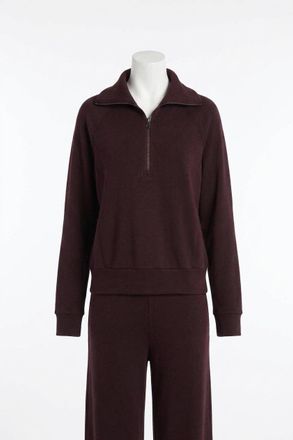Spanx Airessentials Half Zip Sweater In Truffle Brown
