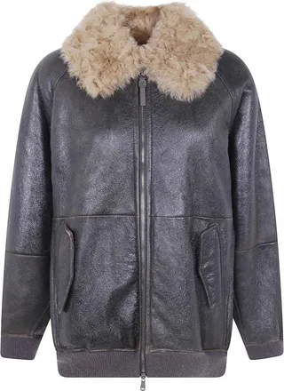 Brunello Cucinelli Dames, Jassen, Bruin, Maat: S Leer
